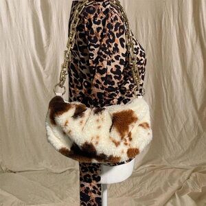 Faux Fur Cow-print Shoulder Bag
